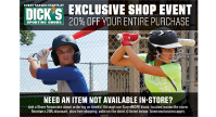 20% off April 1st-4th at Dicks Sporting Goods!!